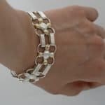 Sterling Silver and 9ct gold filled link bracelet by Rowena Mitchell Fremantle Jeweller
