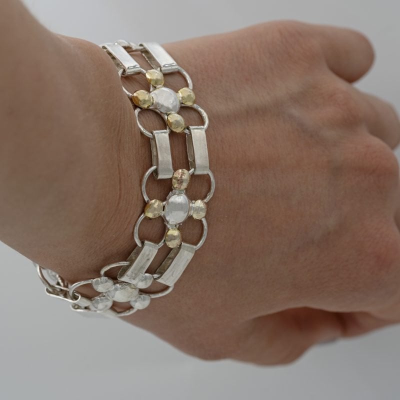 Sterling Silver and 9ct gold filled link bracelet by Rowena Mitchell Fremantle Jeweller