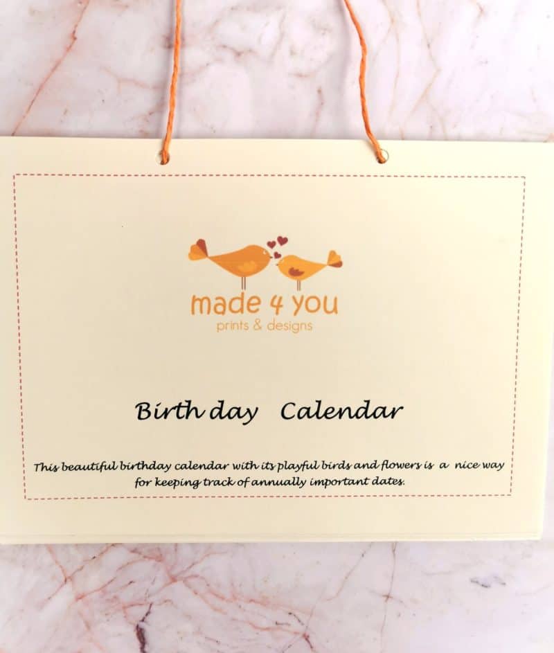 Lygia Dantas Western Australian artist, birthday calender
