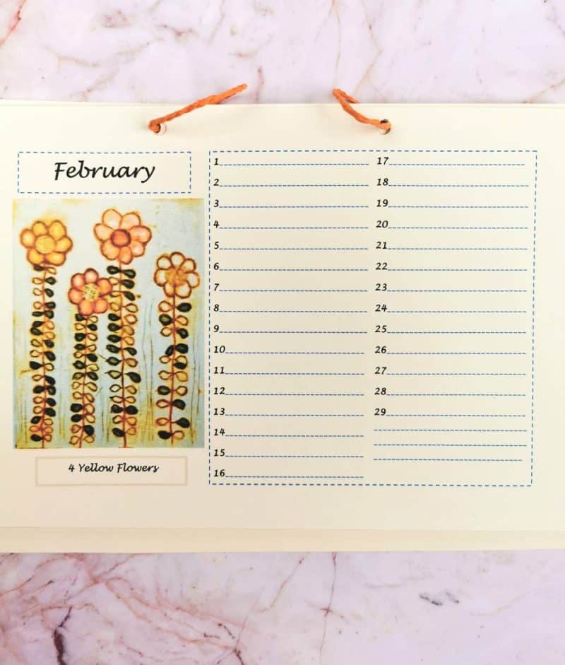 Lygia Dantas Western Australian artist, birthday calender