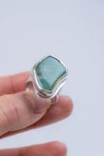chrysoprase ring (1) Handmade Freeform Chrysoprase Ring by Rowena Mitchell Fremantle Western Australian Jeweller