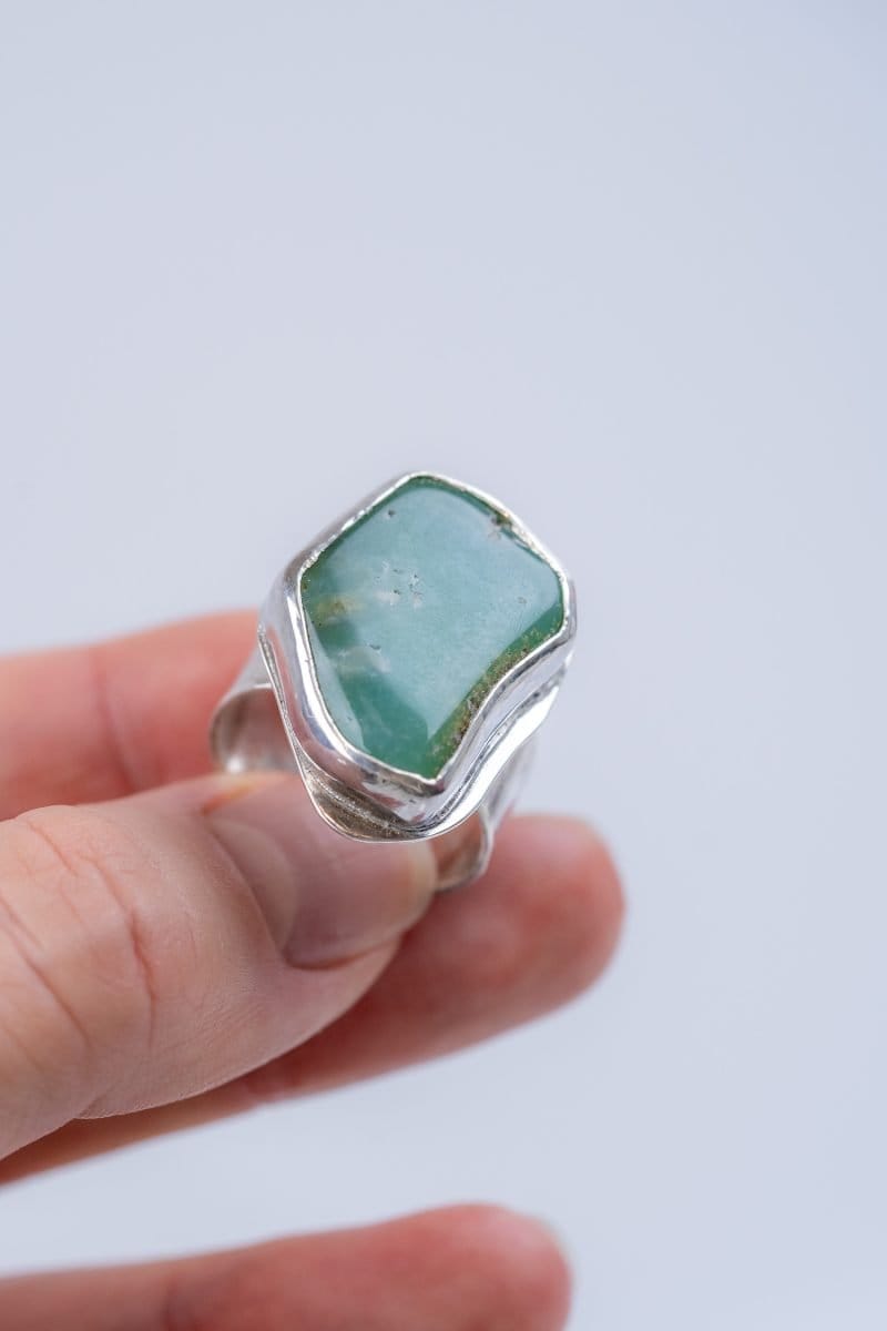 Handmade Freeform Chrysoprase Ring by Rowena Mitchell Fremantle Western Australian Jeweller