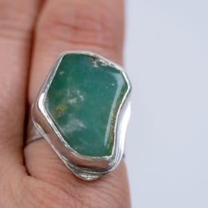 Handmade Freeform Chrysoprase Ring by Rowena Mitchell Fremantle Western Australian Jeweller