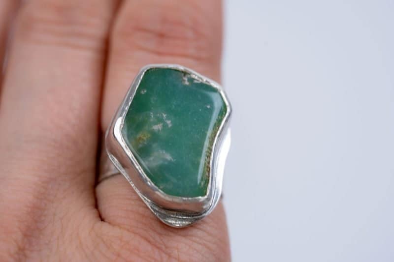 chrysoprase ring (2) Handmade Freeform Chrysoprase Ring by Rowena Mitchell Fremantle Western Australian Jeweller