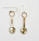Bronze heart drops (2) Sterling Silver and bronze Handmade Jewellery by Fremantle Artist Rowena Mitchell