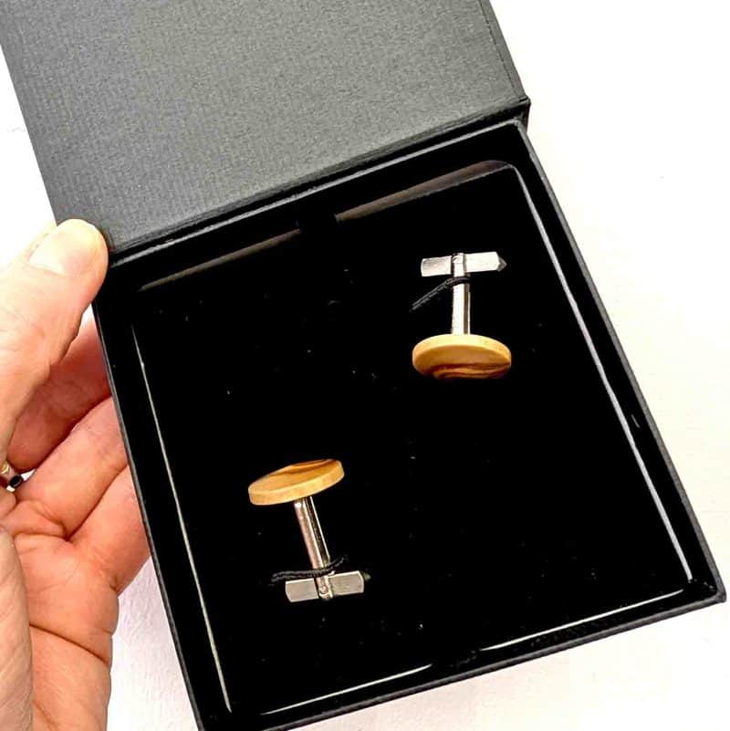 Cufflinks in Olive Wood by Paul Thompson 02 Handmade Timber cufflinks fy local wood turner Paul Thompson Perth Western Australia