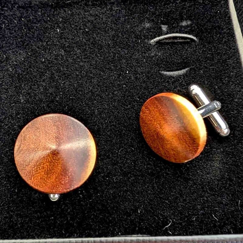Handmade Timber cufflinks fy local wood turner Paul Thompson Perth Western Australia