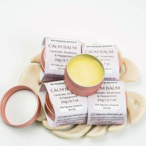 Natures infusions calm balm of lavender, rosemary and peppermint. Ingredients from Australia and made in Perth.