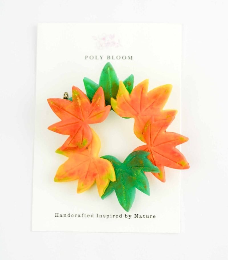 Autumn Leaf Brooch Poly Bloom Fremantle artist Polymer clay