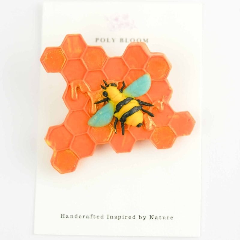 Large Bee Brooch Poly Bloom Fremantle artist Polymer clay