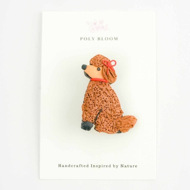 Poodle with bow Brooch Poly Bloom Fremantle artist Polymer clay