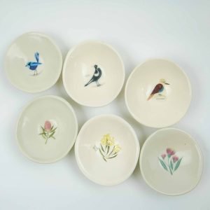 Porcelain Australian Birds and Flowers Mini Bowls