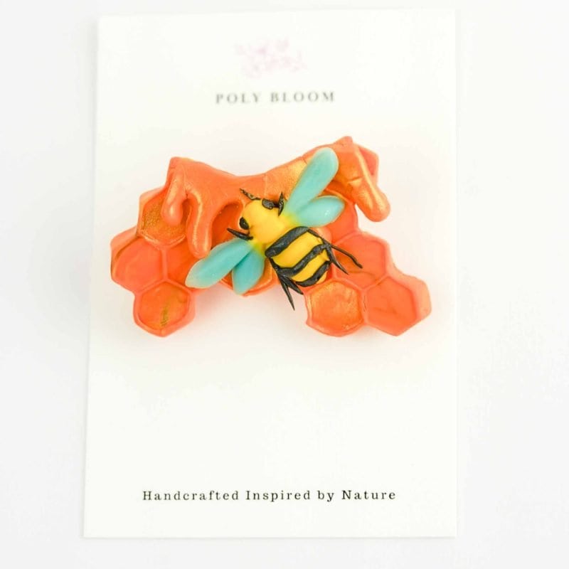 Small Bee Brooch Poly Bloom Fremantle artist Polymer clay