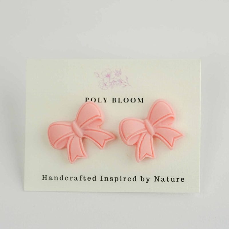 Bow-tastic Stud Earrings (1) Poly Bloom Fremantle artist Polymer clay