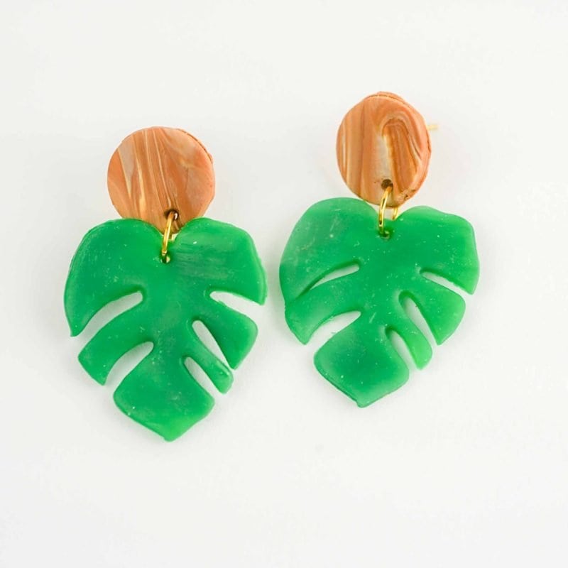 Leaf Me Be Earrings (1) Poly Bloom Fremantle artist Polymer clay