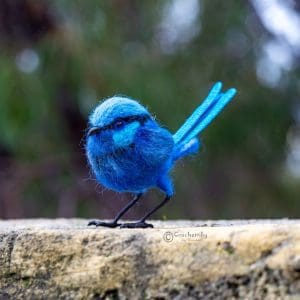 Male Blue Wren Textile Art Sculpture