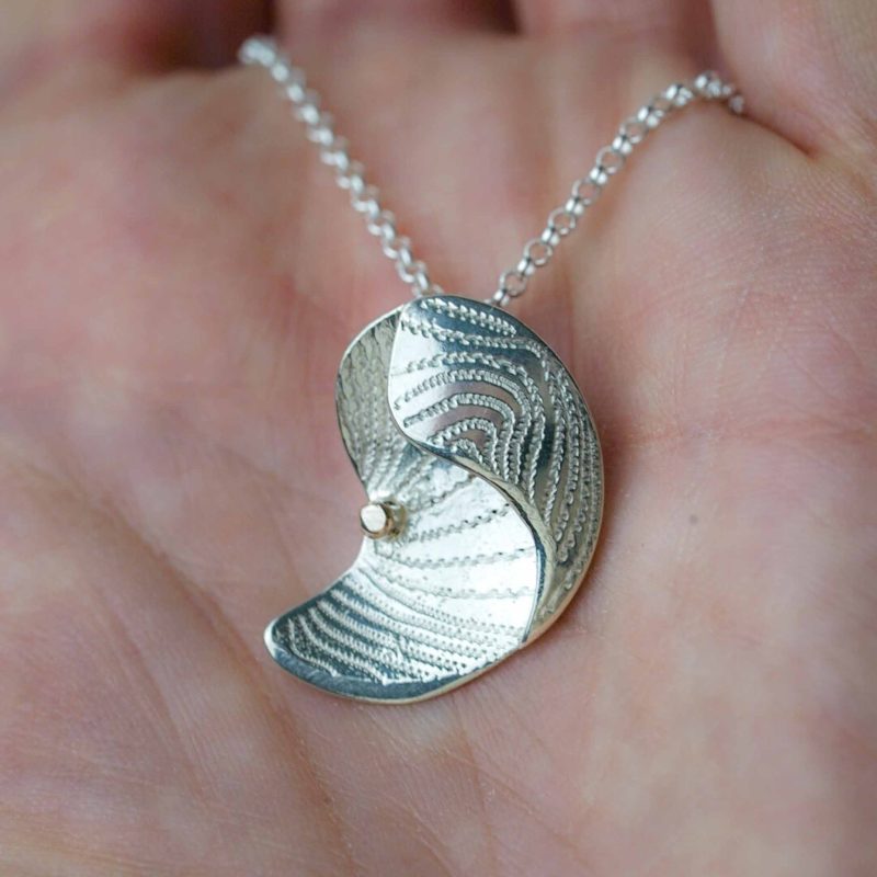 Pendant Wave SS and 9ct Gold (2) Nick West