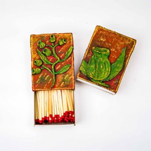 These Matchboxes are handmade by Jennifer Miller using her own specialty made clay made from dry eucalyptus leaves from Cinerea, Marri, Jarrah and Lemon Myrtle.