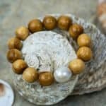 Single Freshwater Pearl Bracelet with 13 Handturned Rottnest Pine Beads (1) Paul Thompson
