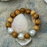 Triple Freshwater Pearl Bracelet with 12 Handturned Rottnest Pine Beads Paul Thompson