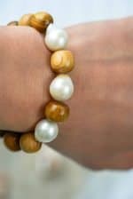 Triple Freshwater Pearl Bracelet with 12 Handturned Rottnest Pine Beads (3) Paul Thompson