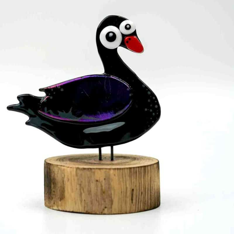 Black Swan by Glass Half Full duo Eileen Mac and Nikki Mac Glass Artists Western Australia