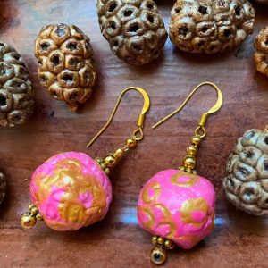 Honey Myrtle Air Dry Clay Magenta Drop-Style Earrings