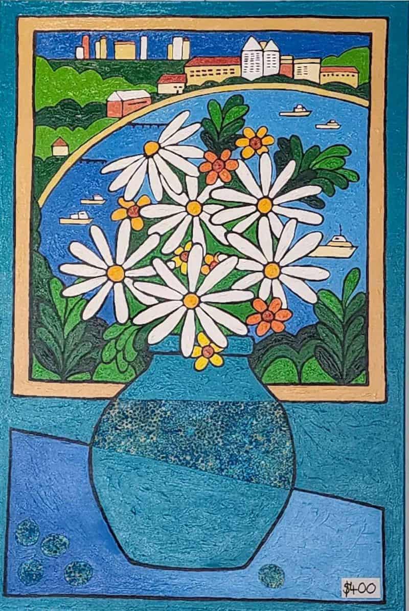 Fresh Water Original Painting by Therese Howie Acrylic on Canvas 51cm wide x 70cm high Ready to hang Contemporary art featuring native flora Modern Impressionist Painting