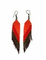 Wing Short Seedbead Earrings Orange (1)