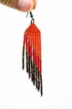 Wing Short Seedbead Earrings Orange (2)