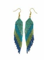 Wing Short Seedbead Earrings Teal (1) Wing Short Seedbead Earrings Teal