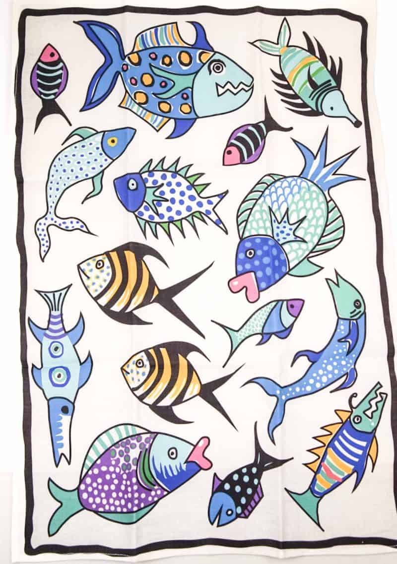 Fish Tea Towel. Christine Hingston. Western Australian Artist. 100% Linen. Biodegradable. Australian Wildlife.