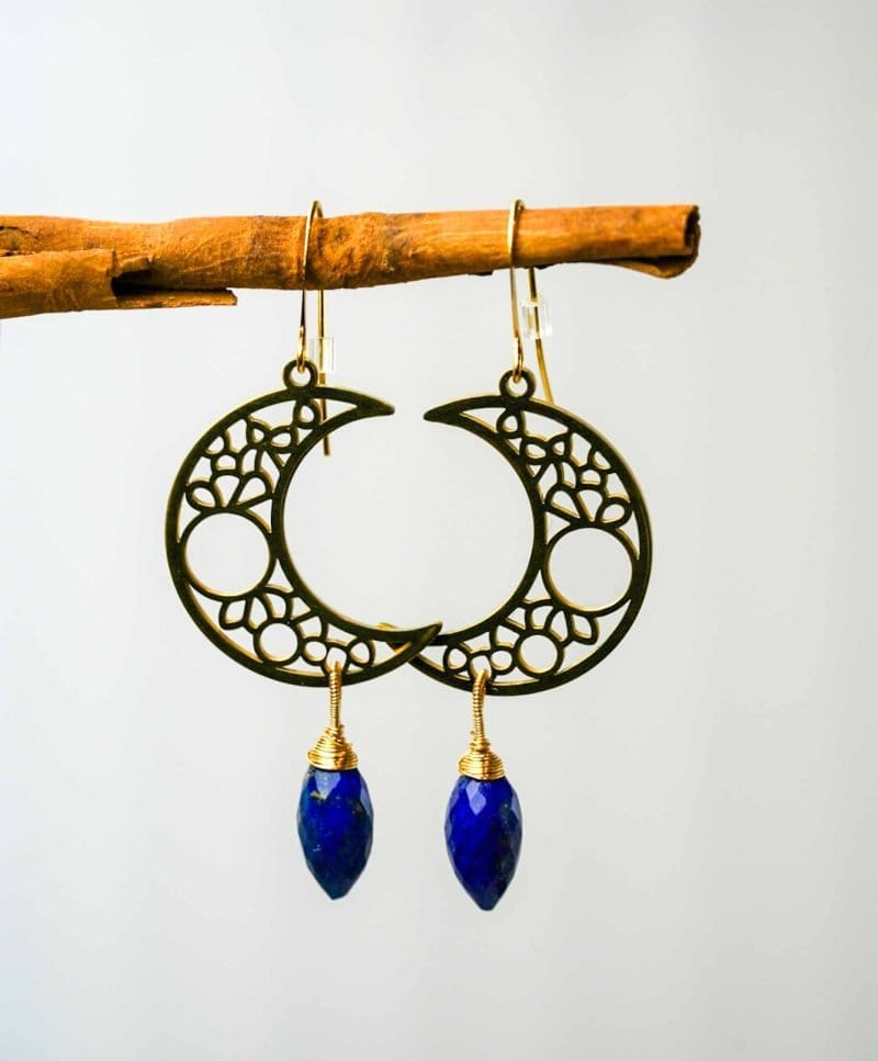 Lapis Lazuli Crescent Moon Earrings