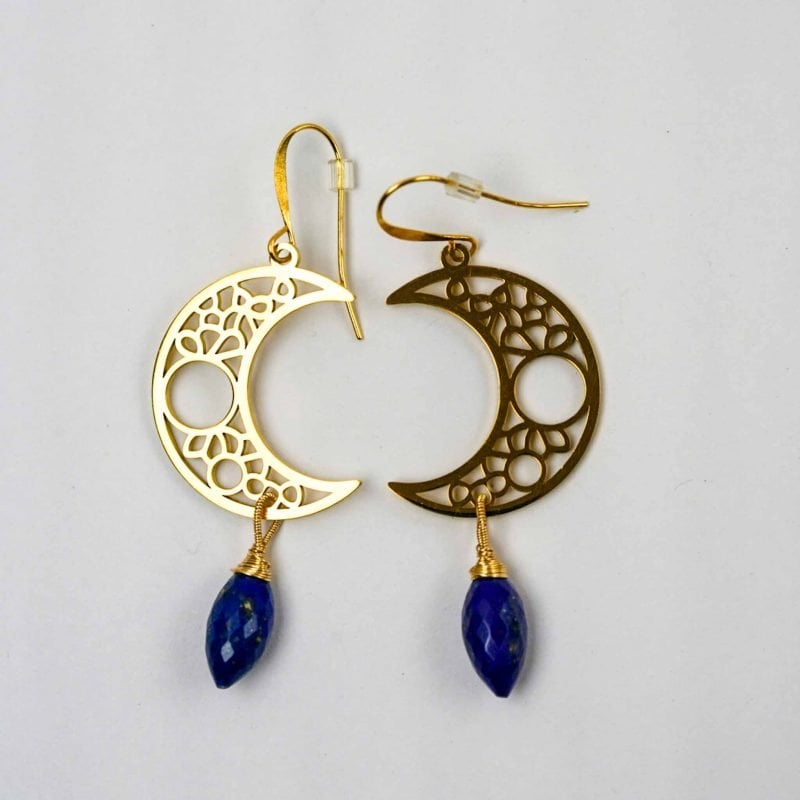 Lapis Lazuli Crescent Moon Earrings