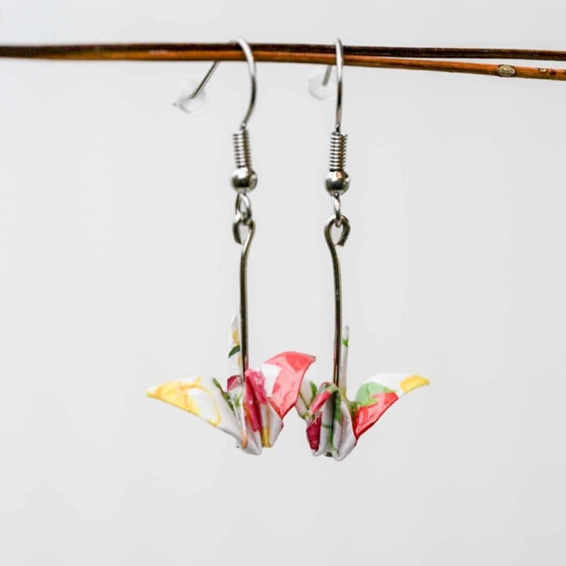 Pappiko Origami Earrings Pink (2) Yuko Kawazoe Papikko