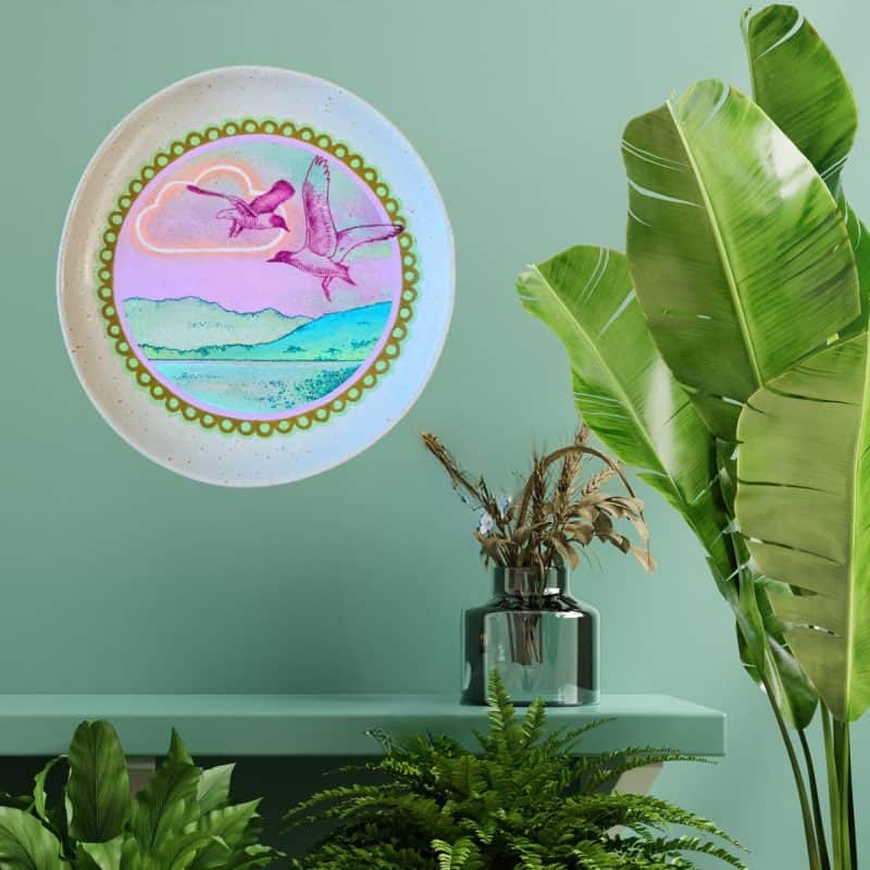 Peachy Cloud 1 Western Australian Artist. Karen Roberts. Mortimer & White. Decorative Plate. Original Art. Mix media.