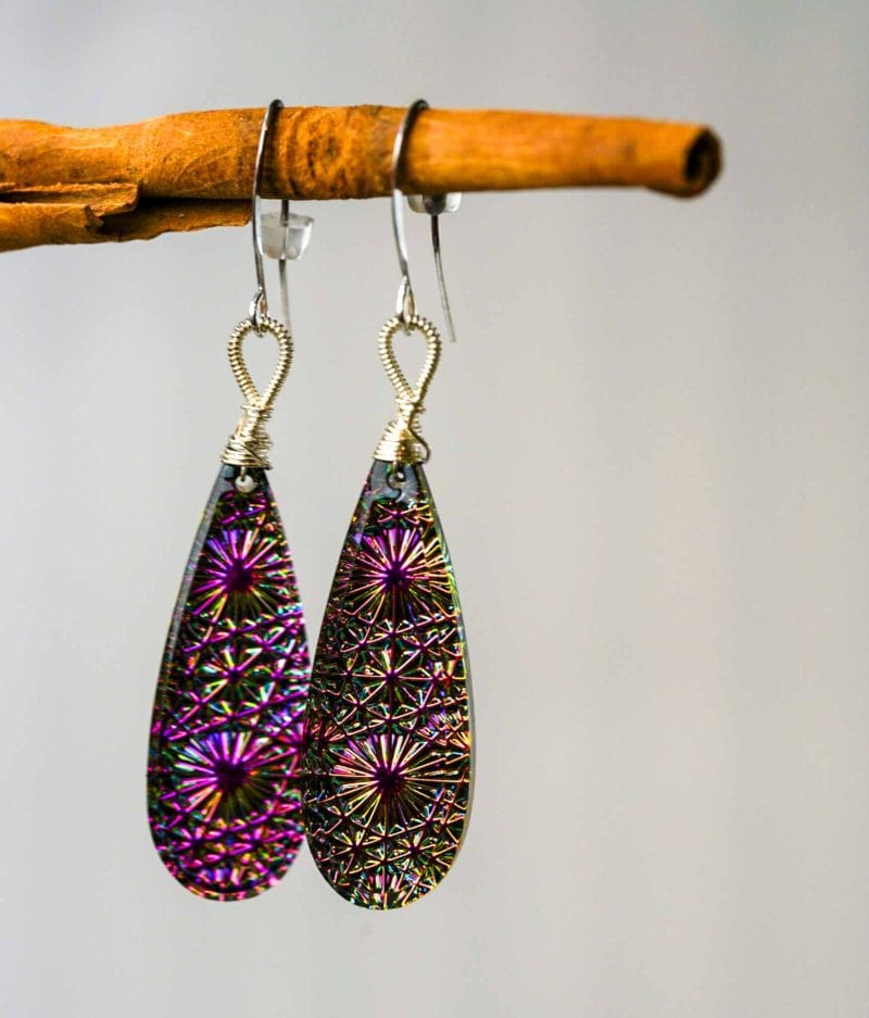 Vintage West German Glass and Sterling Silver Earrings