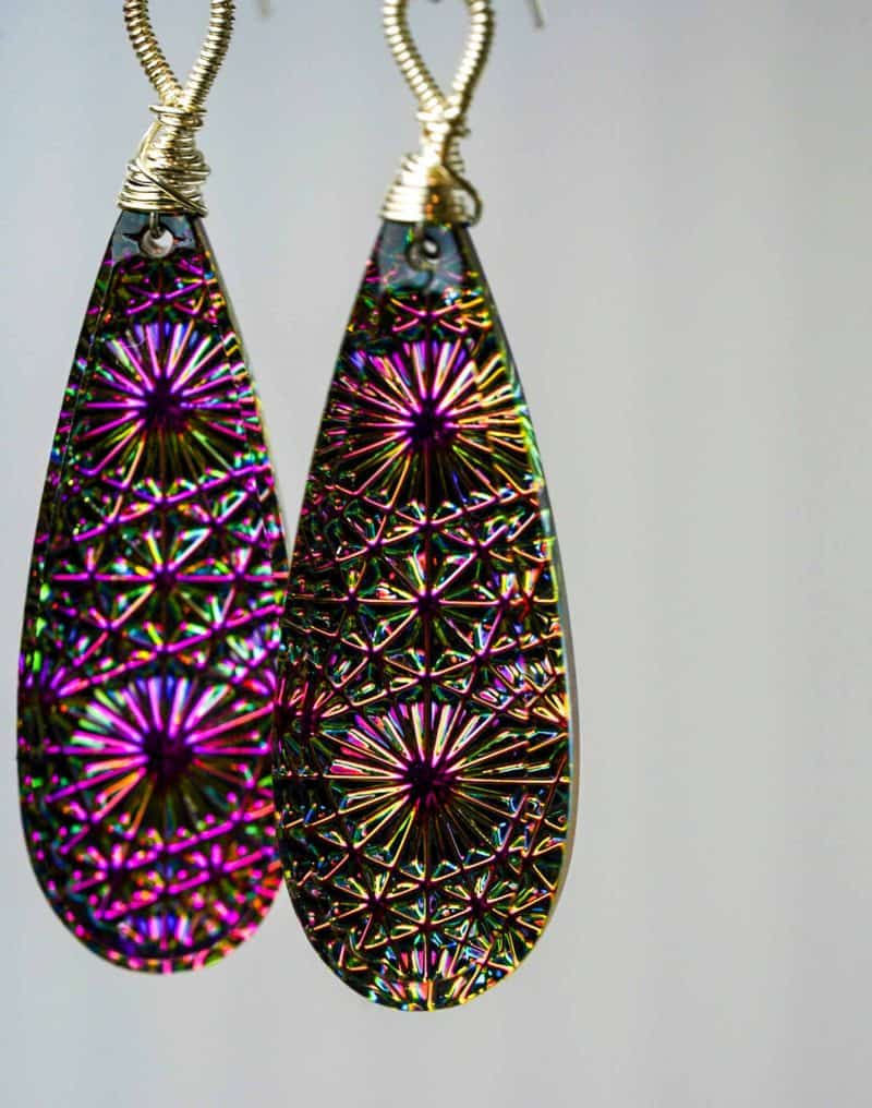 Vintage West German Glass and Sterling Silver Earrings