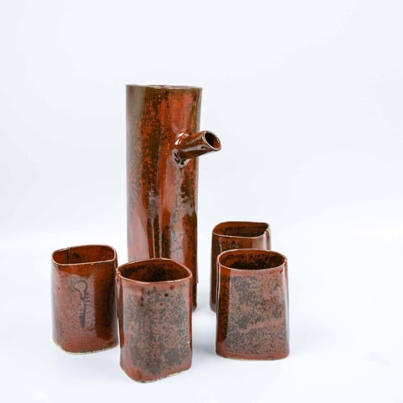 ceramic vase and cups set 2 Western Australian Artist. Pottery set. Vase with cups. Handmade.