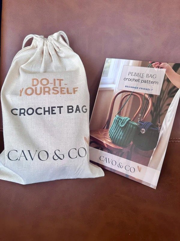DIY Crochet Kit Pebble Crossbody Bag (1) DIY Crochet kit - make your own Pebble crossbody bag