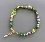 Green Turquoise & Garnet Bracelet by Luiza Nizamieva