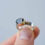 SS & 9ct Gold garnet ring (2)