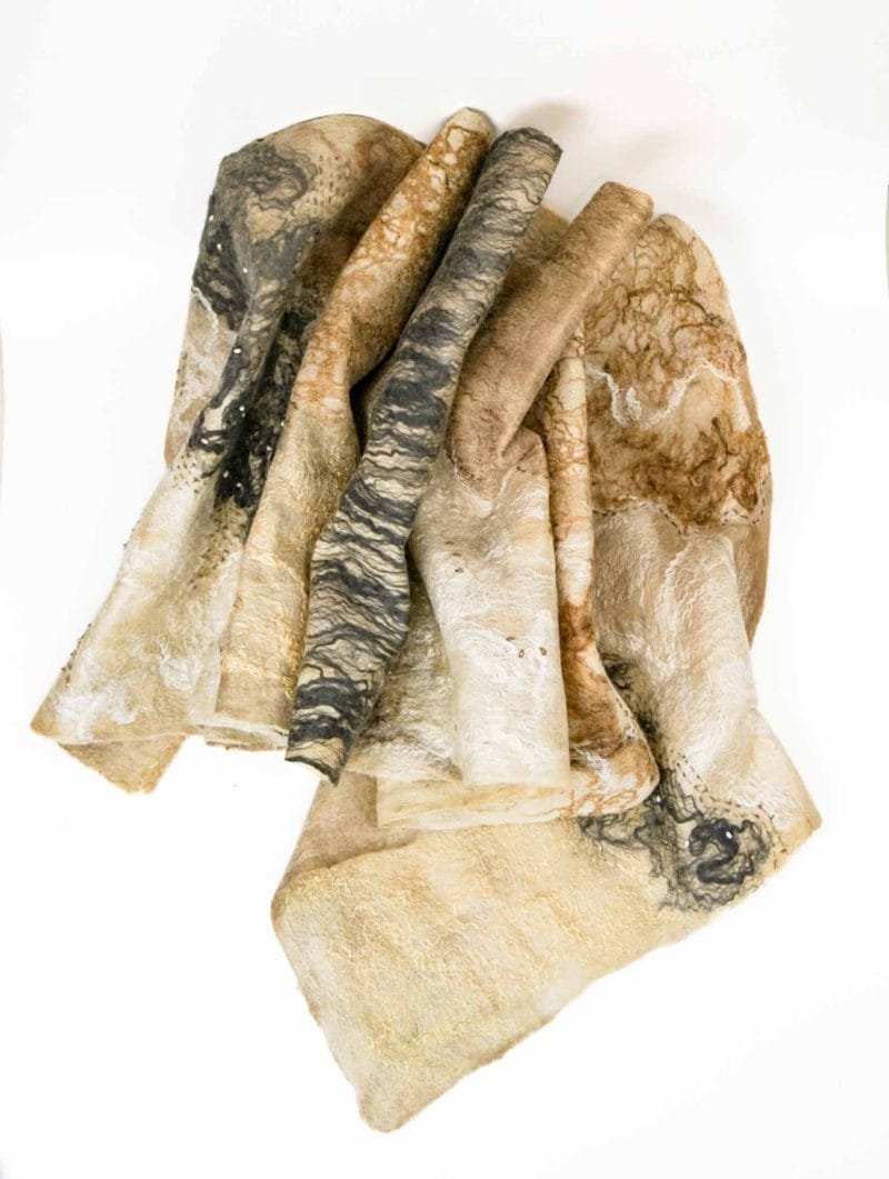 Merino Dreaming Hand felted cream merino wool shawl