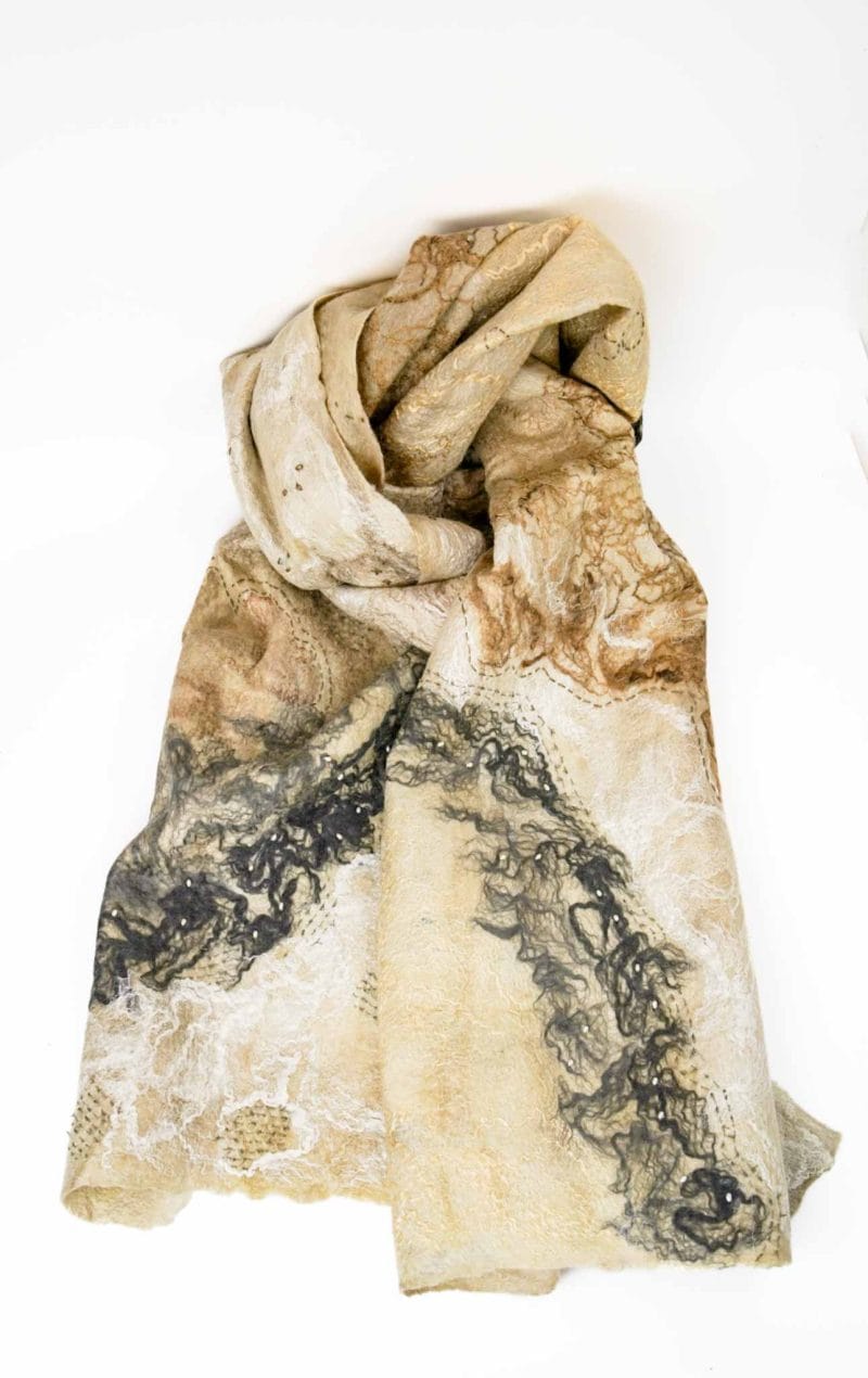 Merino Dreaming Hand felted cream merino wool shawl