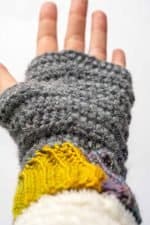 handmade fingerless mittens with textured crochet stitches