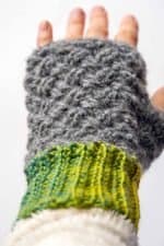 handmade fingerless mittens with textured crochet stitches