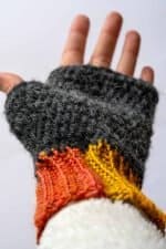 handmade fingerless mittens with textured crochet stitches