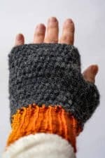 handmade fingerless mittens with textured crochet stitches
