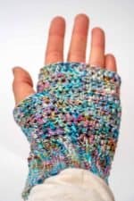 handmade fingerless mittens with textured crochet stitches