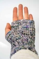 handmade fingerless mittens with textured crochet stitches
